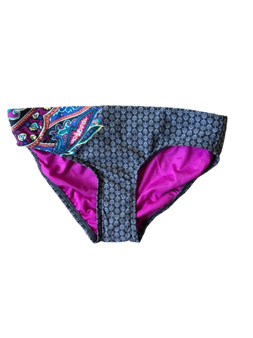 Title Nine Bikini Boyfriend Bottoms Womens XS NWT Gray Geometric Beachy Modern